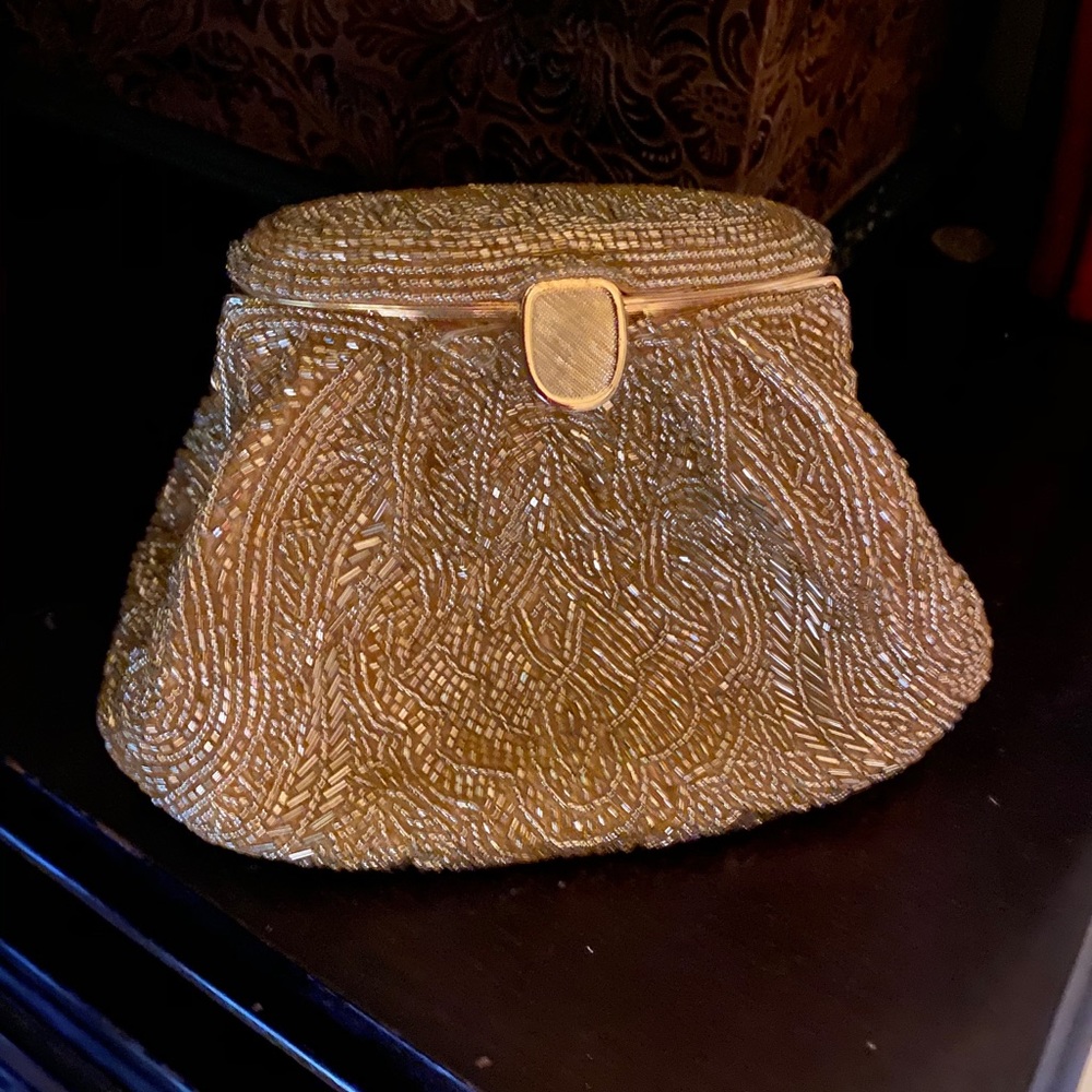 Gold Beaded Evening Bag by La Regale